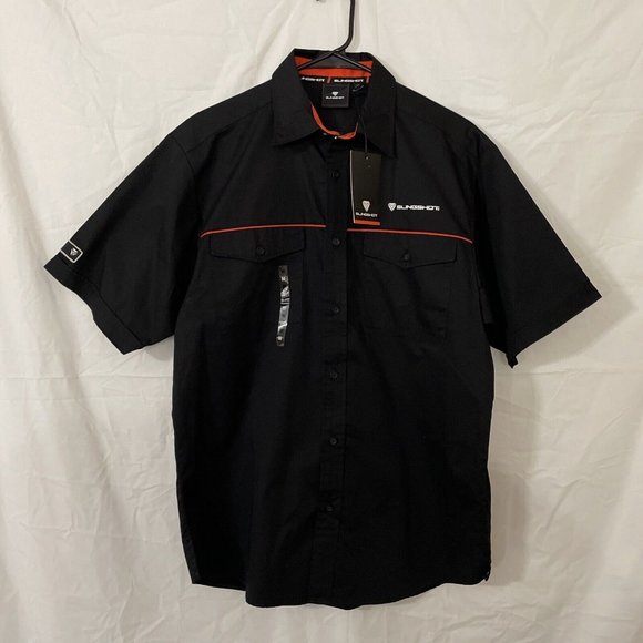 NWT Polaris Slingshot Black Button Up Dealer Men's Medium Shirt - Picture 1 of 8